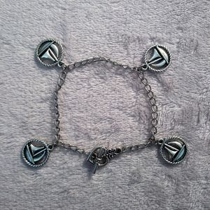 SILVER SAILBOAT CHARM DANGLE CHAIN BRACELET